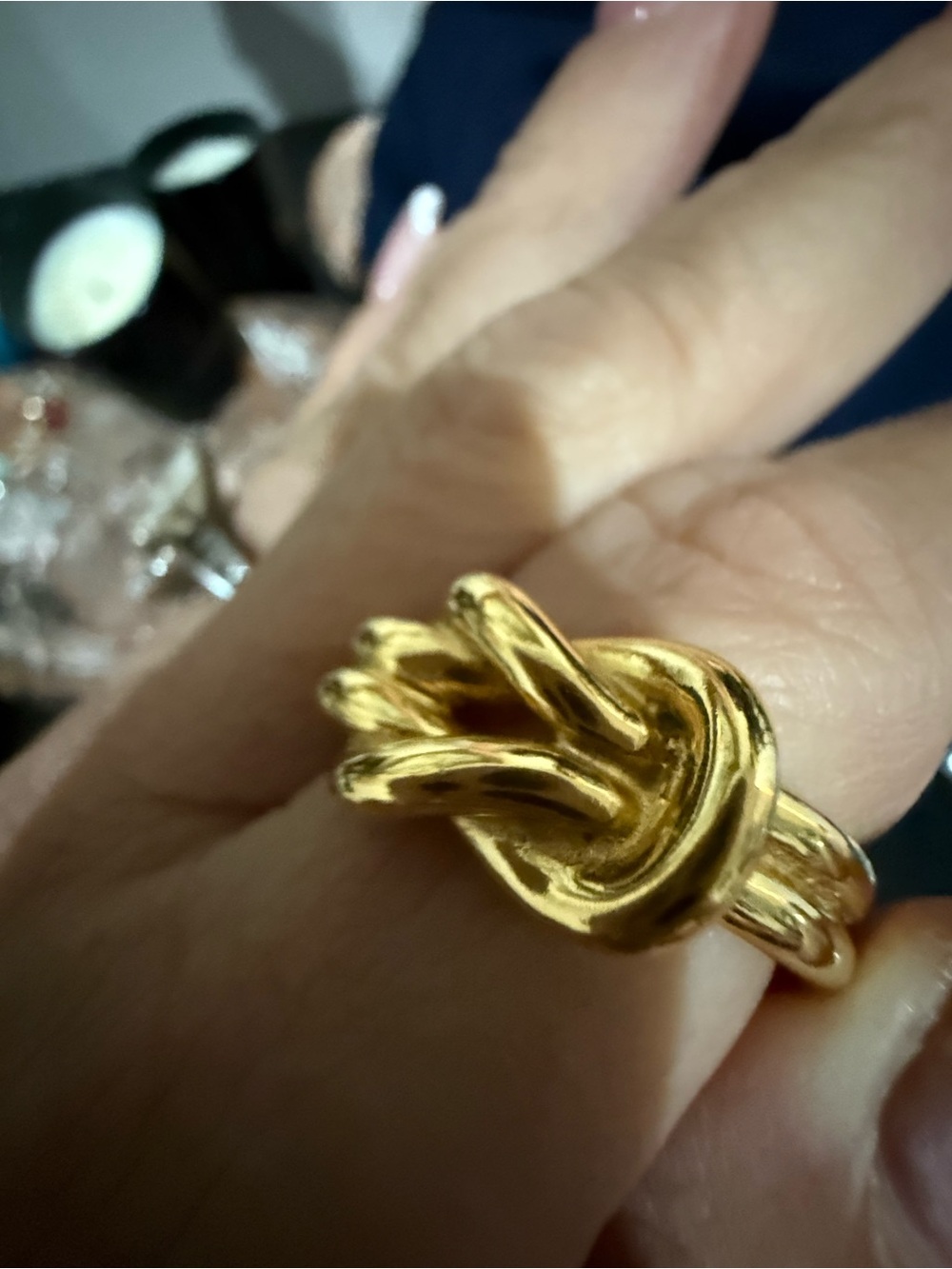 Hermes Polished Gold Knot Ring - Women Jewelry